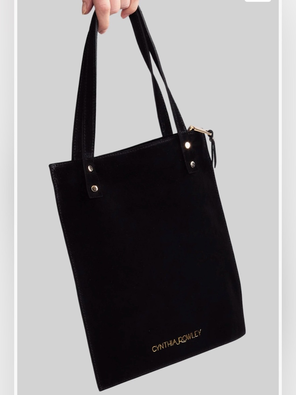 NWT $225 Cynthia Rowley Black Suede Tote with Gold Hardware